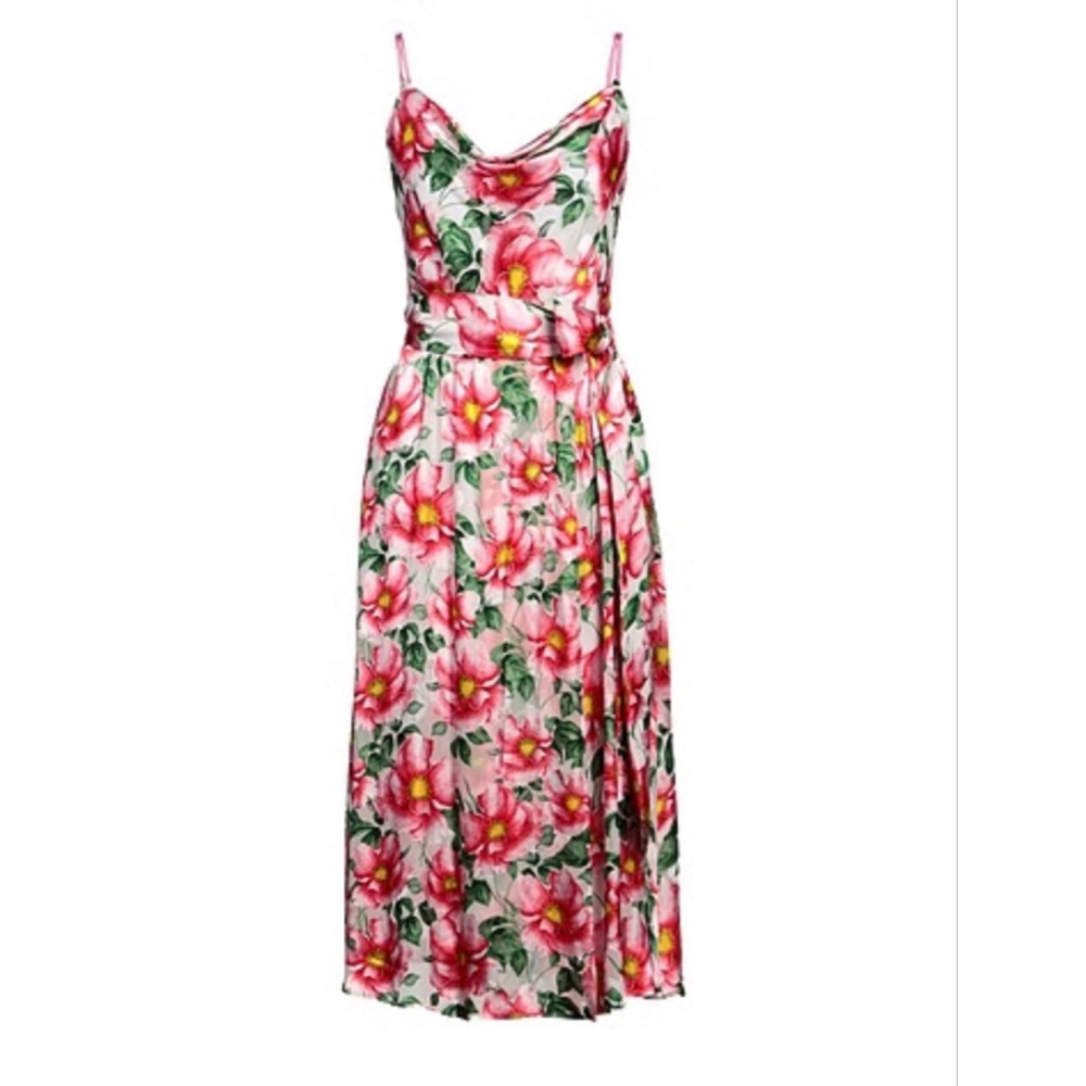 .NWT ALICE + OLIVIA Samantha Floral Silk Blend Midi Dress SZ 14 - Picture 4 of 16